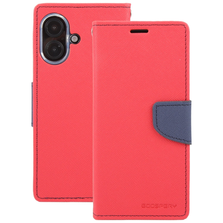 For iPhone 16 GOOSPERY FANCY DIARY Cross Texture Leather Phone Case(Red) - iPhone 16 Cases by GOOSPERY | Online Shopping UK | buy2fix