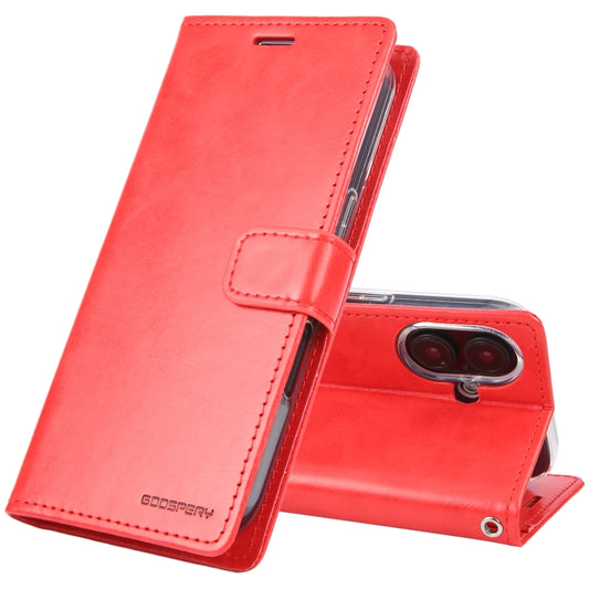 For iPhone 16 Plus GOOSPERY BLUE MOON Crazy Horse Texture Leather Phone Case(Red) - iPhone 16 Plus Cases by GOOSPERY | Online Shopping UK | buy2fix