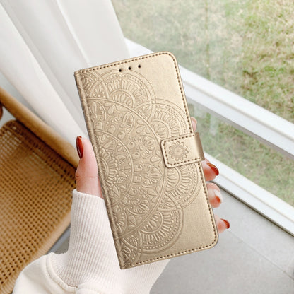 For iPhone 16 Pro Flower Embossed Leather Phone Case(Gold) - iPhone 16 Pro Cases by buy2fix | Online Shopping UK | buy2fix