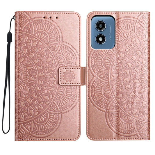 For Motorola Moto G Play 2024 Flower Embossed Leather Phone Case(Rose Gold) - Motorola Cases by buy2fix | Online Shopping UK | buy2fix