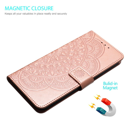 For Motorola Moto G Play 2024 Flower Embossed Leather Phone Case(Rose Gold) - Motorola Cases by buy2fix | Online Shopping UK | buy2fix