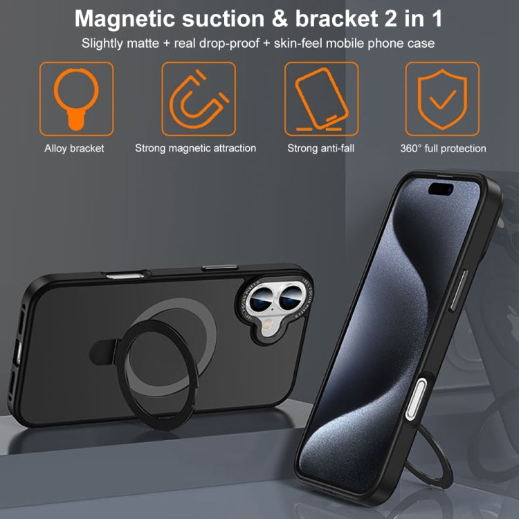 For iPhone 16 Plus Skin Feel MagSafe Magnetic Holder Phone Case(Titanium) - iPhone 16 Plus Cases by buy2fix | Online Shopping UK | buy2fix