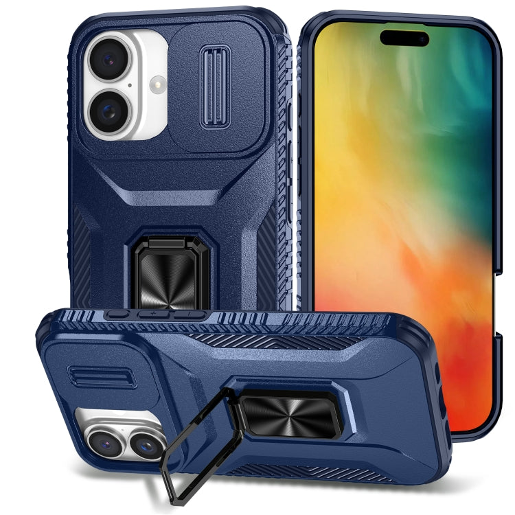 For iPhone 16 Sliding Camshield Holder Phone Case(Blue) - iPhone 16 Cases by buy2fix | Online Shopping UK | buy2fix