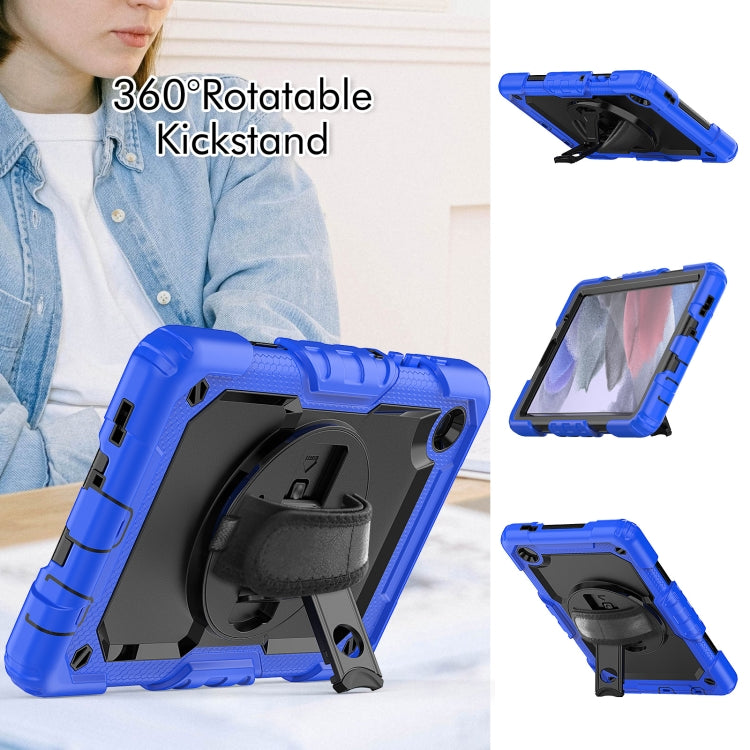 For Samsung Galaxy Tab A7 Lite T220 Silicone Hybrid PC Tablet Case with Shoulder Strap(Black + Dark Blue) - Tab A7 Lite T220 / T225 by buy2fix | Online Shopping UK | buy2fix