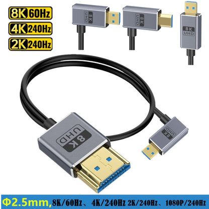 30cm Coaxial Micro HDMI to HDMI 8K UHD 48Gbps Video Connection Cable, Style:Right Elbow - Cable by buy2fix | Online Shopping UK | buy2fix