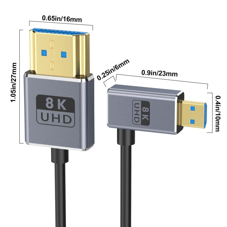 60cm Coaxial Micro HDMI to HDMI 8K UHD 48Gbps Video Connection Cable, Style:Right Elbow - Cable by buy2fix | Online Shopping UK | buy2fix