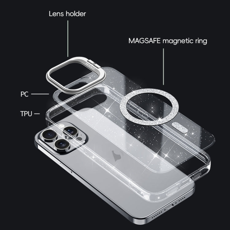 For iPhone 16 Shiny Shield MagSafe Lens Holder Phone Case(Black) - iPhone 16 Cases by buy2fix | Online Shopping UK | buy2fix