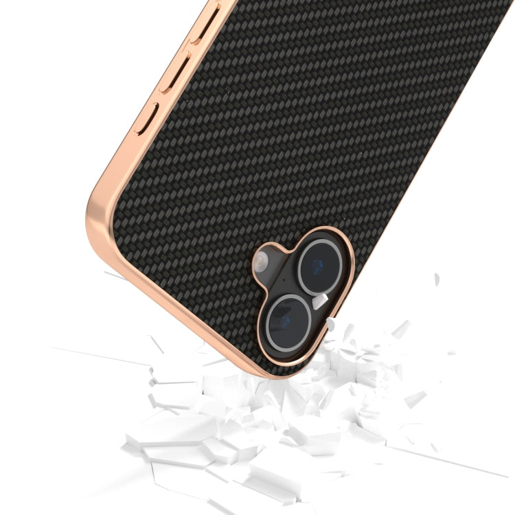 For iPhone 16 Nano Electroplating Carbon Fiber Texture Phone Case(Black) - iPhone 16 Cases by buy2fix | Online Shopping UK | buy2fix