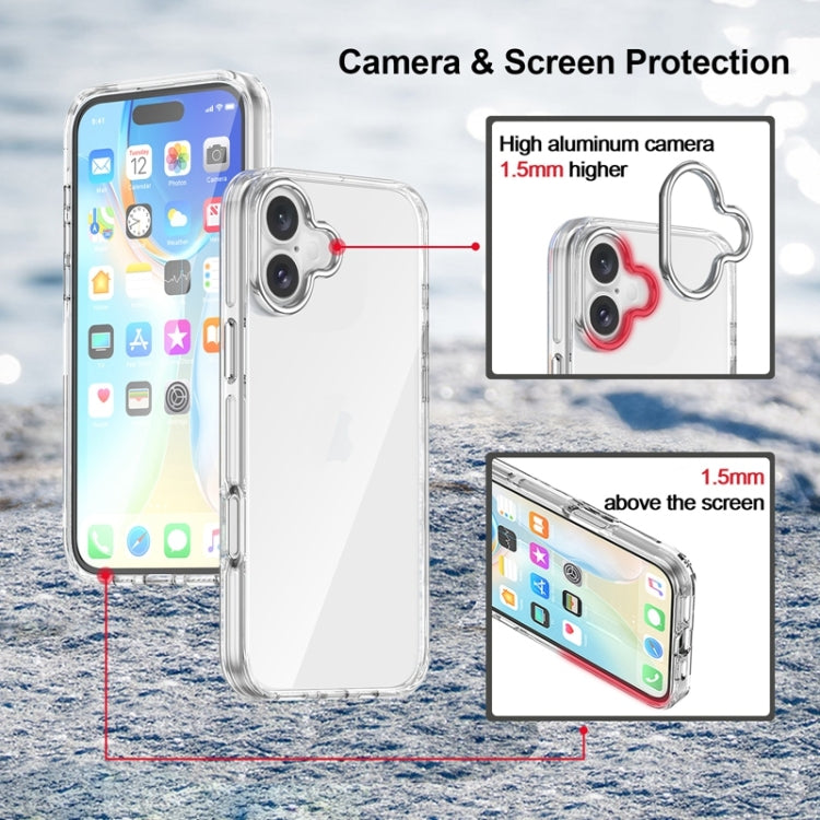 For iPhone 16 Plus Metal Buttons PC Hybrid TPU Phone Case(Transparent) - iPhone 16 Plus Cases by buy2fix | Online Shopping UK | buy2fix