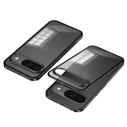 For Google Pixel 9 / 9 Pro Snap Buckle Metal Frame Frosted Phone Case(Black) - Google Cases by buy2fix | Online Shopping UK | buy2fix