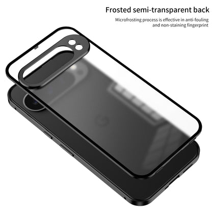 For Google Pixel 9 / 9 Pro Snap Buckle Metal Frame Frosted Phone Case(Black) - Google Cases by buy2fix | Online Shopping UK | buy2fix