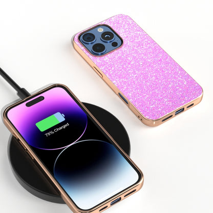 For iPhone 16 Pro Max Electroplating Frame Colorful Glitter Phone Case(Dark Pink) - iPhone 16 Pro Max Cases by buy2fix | Online Shopping UK | buy2fix