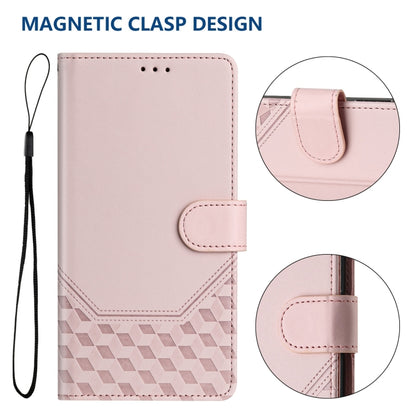 For Boost Mobile Celero 5G 2024 Honeycomb Embossing RFID Leather Phone Case(Pink) - More Brand by buy2fix | Online Shopping UK | buy2fix