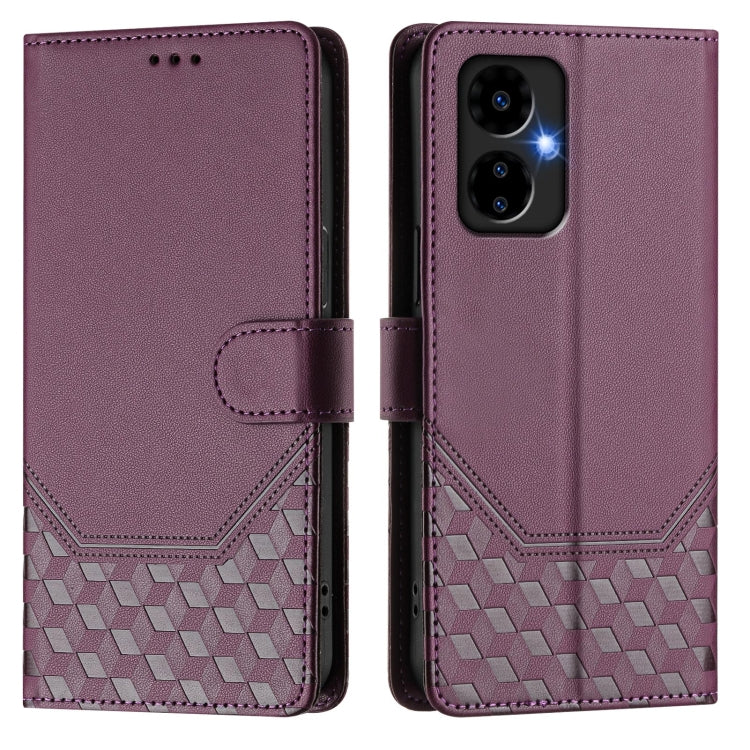 For Boost Mobile Celero 5G 2024 Honeycomb Embossing RFID Leather Phone Case(Violet) - More Brand by buy2fix | Online Shopping UK | buy2fix