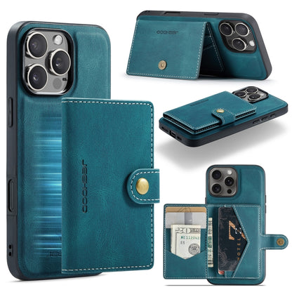 For iPhone 16 Pro JEEHOOD J01 Retro Magnetic Detachable Wallet Phone Case(Blue) - iPhone 16 Pro Cases by JEEHOOD | Online Shopping UK | buy2fix