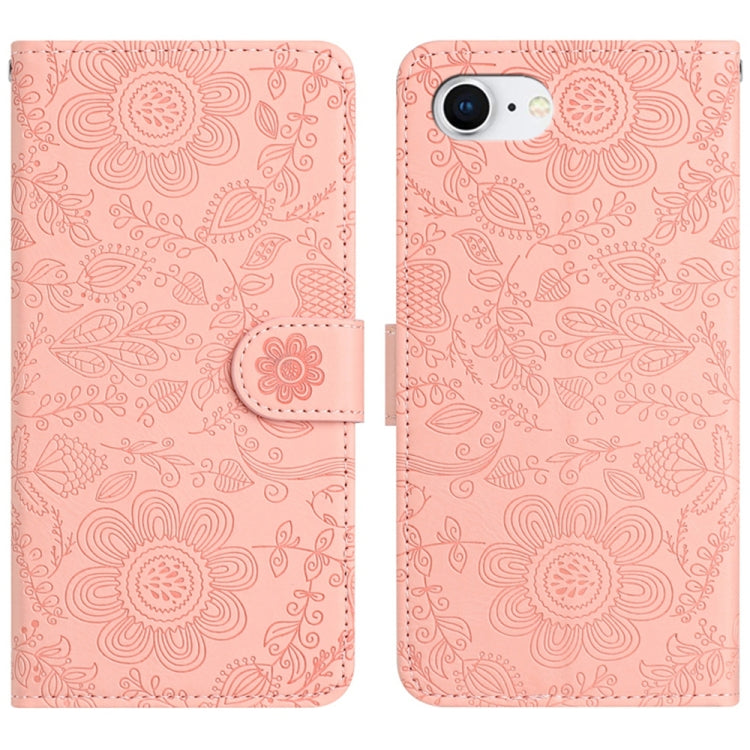 For iPhone SE 2024 Floral Embossed Pattern Leather Phone Case(Pink) - More iPhone Cases by buy2fix | Online Shopping UK | buy2fix