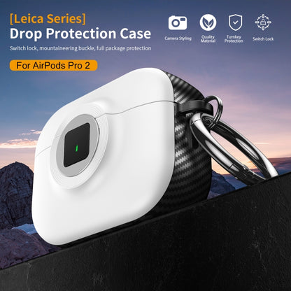 For AirPods 1 / 2 Camera Series PC + TPU Headset Shockproof Carbon Fibre Case(White) - For AirPods 1/2 by buy2fix | Online Shopping UK | buy2fix