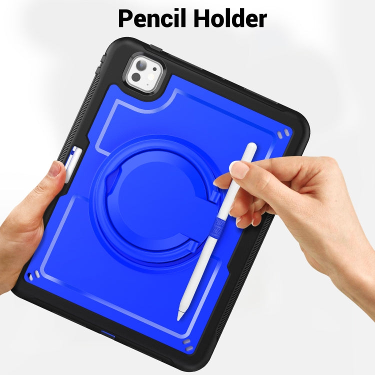 For iPad Pro 11 2024 Honeycomb Hybrid Tablet Case with Handle Holder & Strap(Dark Blue) - iPad Pro 11 2024 Cases by buy2fix | Online Shopping UK | buy2fix