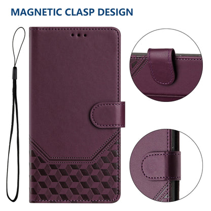 For OnePlus 11 Honeycomb Embossing RFID Leather Phone Case(Violet) - OnePlus Cases by buy2fix | Online Shopping UK | buy2fix