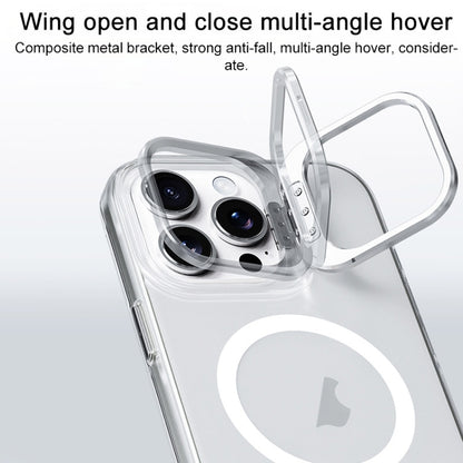 For iPhone 16 Plus TGVIS Stand Series MagSafe Phone Case with Lens Frame Holder(Transparent) - iPhone 16 Plus Cases by TGVIS | Online Shopping UK | buy2fix