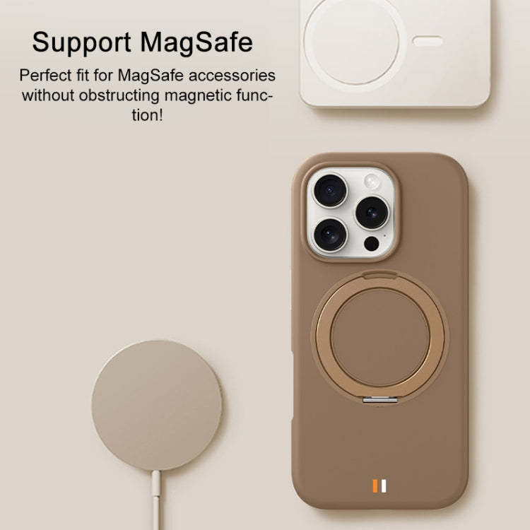 For iPhone 16 Pro TGVIS GEEK Series MagSafe Silicone Phone Case with Rotating Holder(Bronze) - iPhone 16 Pro Cases by TGVIS | Online Shopping UK | buy2fix