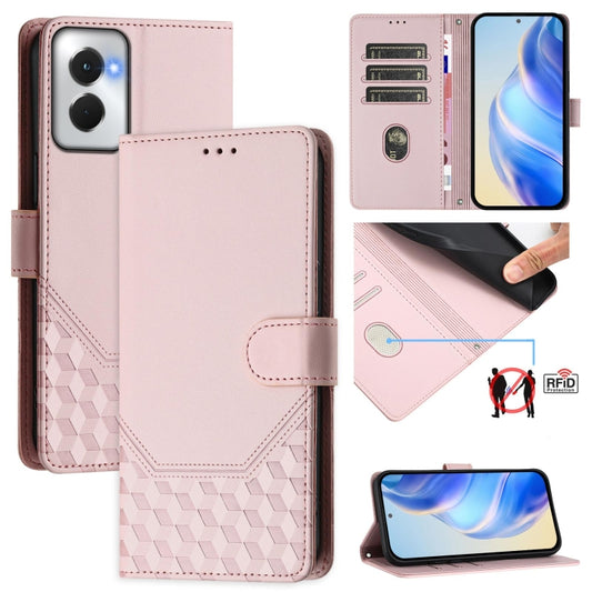 For Motorola Moto G Power 5G 2024 Honeycomb Embossing RFID Leather Phone Case(Pink) - Motorola Cases by buy2fix | Online Shopping UK | buy2fix