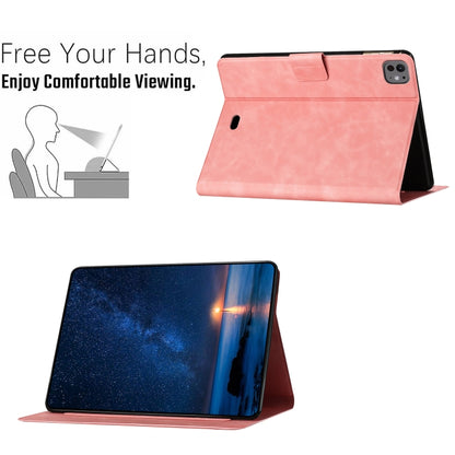 For iPad Pro 11 2024 Embossed Couple Cat Smart Tablet Leather Case(Pink) - iPad Pro 11 2024 Cases by buy2fix | Online Shopping UK | buy2fix