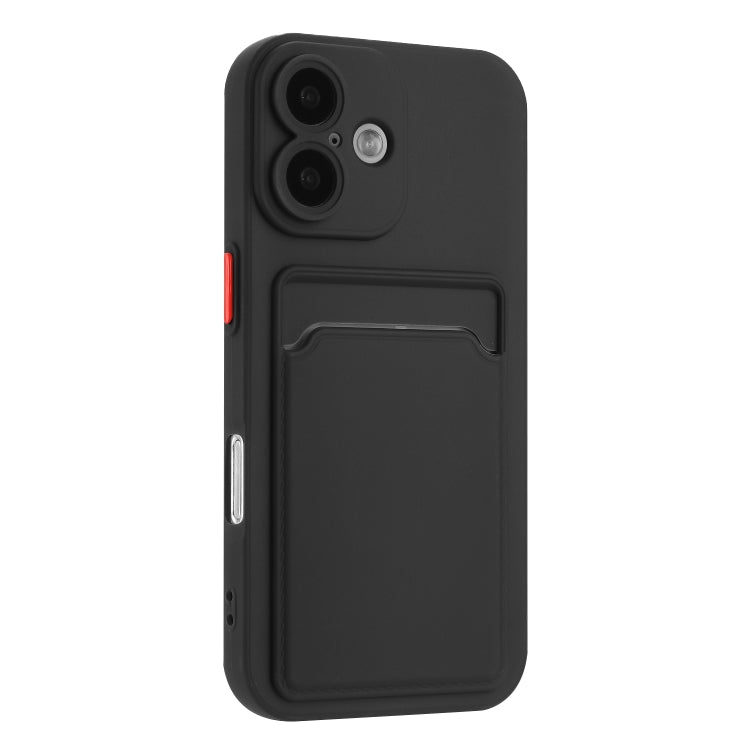 For iPhone 16 Skin Feel Card Contrast Color Button TPU Phone Case(Black) - iPhone 16 Cases by buy2fix | Online Shopping UK | buy2fix