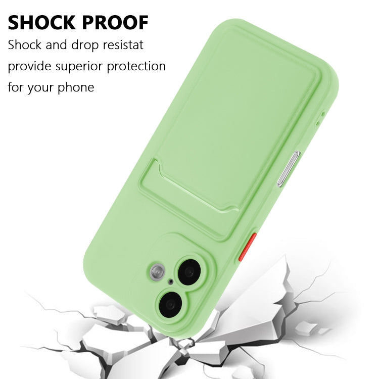 For iPhone 16 Plus Skin Feel Card Contrast Color Button TPU Phone Case(Light Green) - iPhone 16 Plus Cases by buy2fix | Online Shopping UK | buy2fix