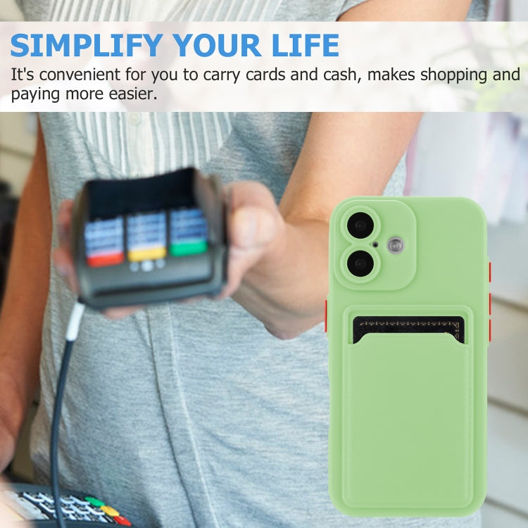 For iPhone 16 Plus Skin Feel Card Contrast Color Button TPU Phone Case(Light Green) - iPhone 16 Plus Cases by buy2fix | Online Shopping UK | buy2fix