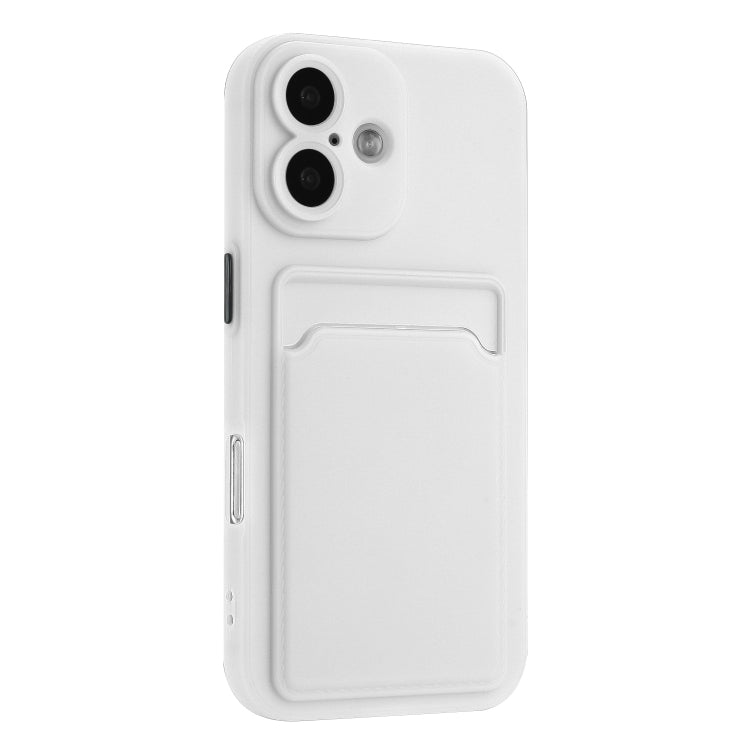 For iPhone 16 Plus Skin Feel Card Contrast Color Button TPU Phone Case(White) - iPhone 16 Plus Cases by buy2fix | Online Shopping UK | buy2fix