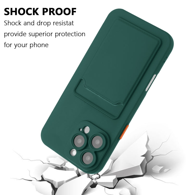 For iPhone 16 Pro Skin Feel Card Contrast Color Button TPU Phone Case(Dark Green) - iPhone 16 Pro Cases by buy2fix | Online Shopping UK | buy2fix