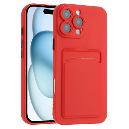 For iPhone 16 Pro Skin Feel Card Contrast Color Button TPU Phone Case(Red) - iPhone 16 Pro Cases by buy2fix | Online Shopping UK | buy2fix