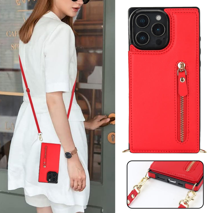 For iPhone 16 Pro Cross-body Zipper Square Phone Case(Red) - iPhone 16 Pro Cases by buy2fix | Online Shopping UK | buy2fix