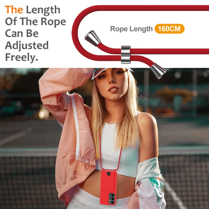 For Samsung Galaxy S25+ 5G Integrated Card Bag Solid Color Liquid Silicone Phone Case with Lanyard(Red) - Galaxy S25+ 5G Cases by buy2fix | Online Shopping UK | buy2fix