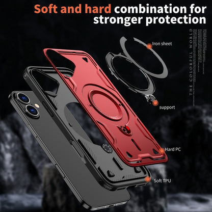 For iPhone 16 Plus PC Hybrid TPU Armor MagSafe Holder Phone Case(Red) - iPhone 16 Plus Cases by buy2fix | Online Shopping UK | buy2fix