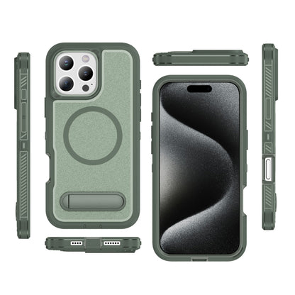 For iPhone 16 Pro Max Guard MagSafe Holder Matte PC Hybrid TPU Phone Case(Green) - iPhone 16 Pro Max Cases by buy2fix | Online Shopping UK | buy2fix