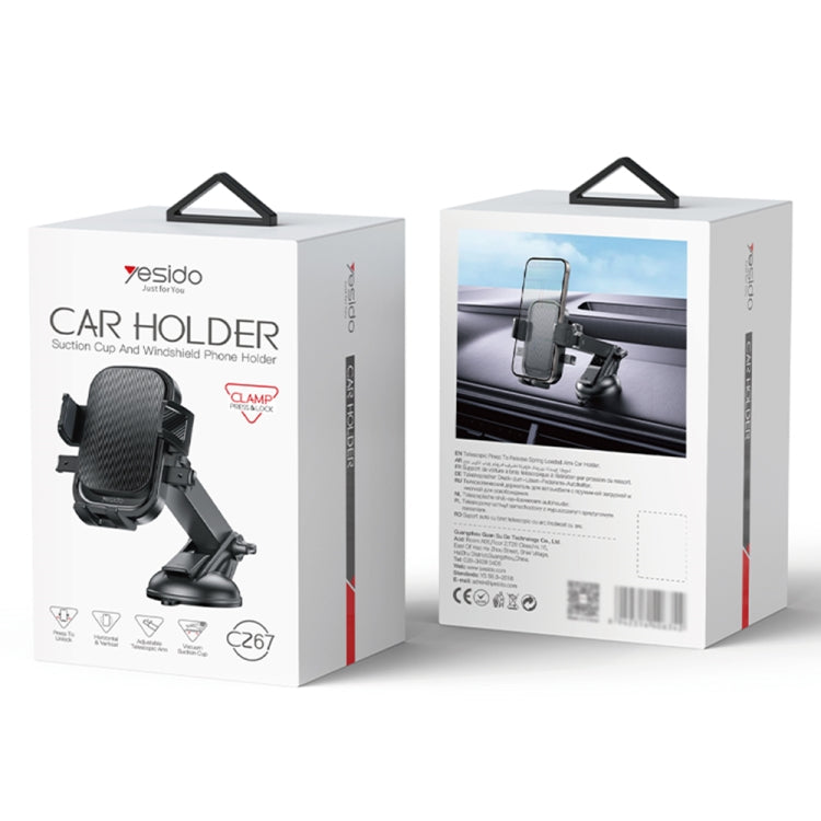 Yesido C267 Suction Cup Gravity Clamp Car Phone Holder(Black) - Universal Car Holders by Yesido | Online Shopping UK | buy2fix