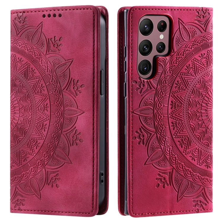 For Samsung Galaxy S25 Ultra 5G Totem Embossed Magnetic Leather Phone Case(Red) - Galaxy S25 Ultra 5G Cases by buy2fix | Online Shopping UK | buy2fix