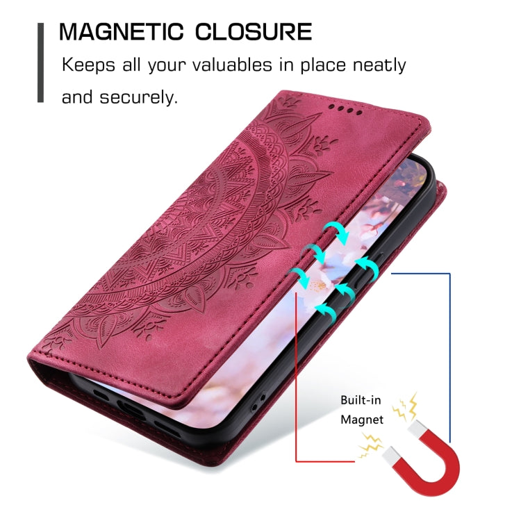 For Samsung Galaxy S25 Ultra 5G Totem Embossed Magnetic Leather Phone Case(Red) - Galaxy S25 Ultra 5G Cases by buy2fix | Online Shopping UK | buy2fix