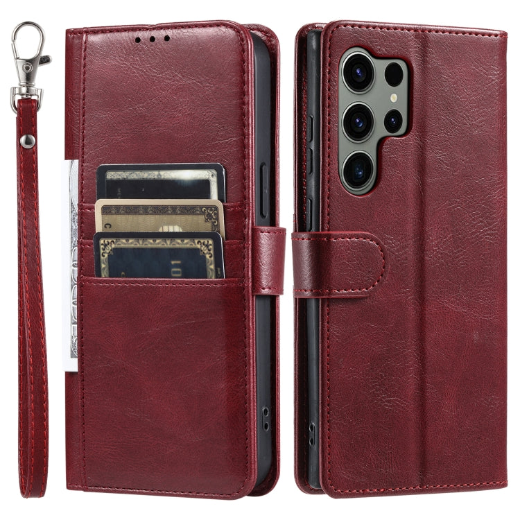 For Samsung Galaxy S25 Ultra 5G Simple 6-Card Wallet Leather Phone Case(Wine Red) - Galaxy S25 Ultra 5G Cases by buy2fix | Online Shopping UK | buy2fix