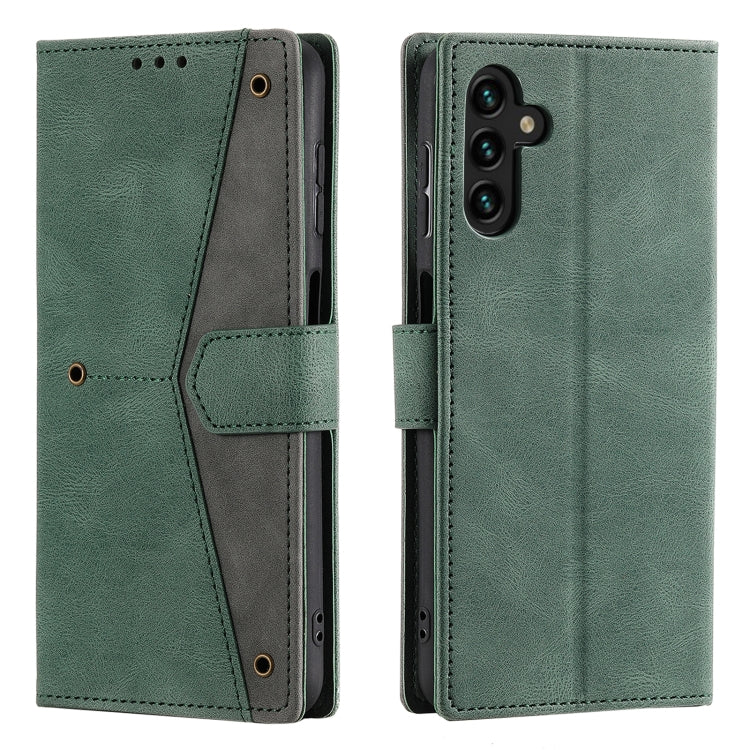 For Samsung Galaxy S25 5G Nail Skin Feel Stitching Calf Texture Leather Phone Case(Green) - Galaxy S25 5G Cases by buy2fix | Online Shopping UK | buy2fix