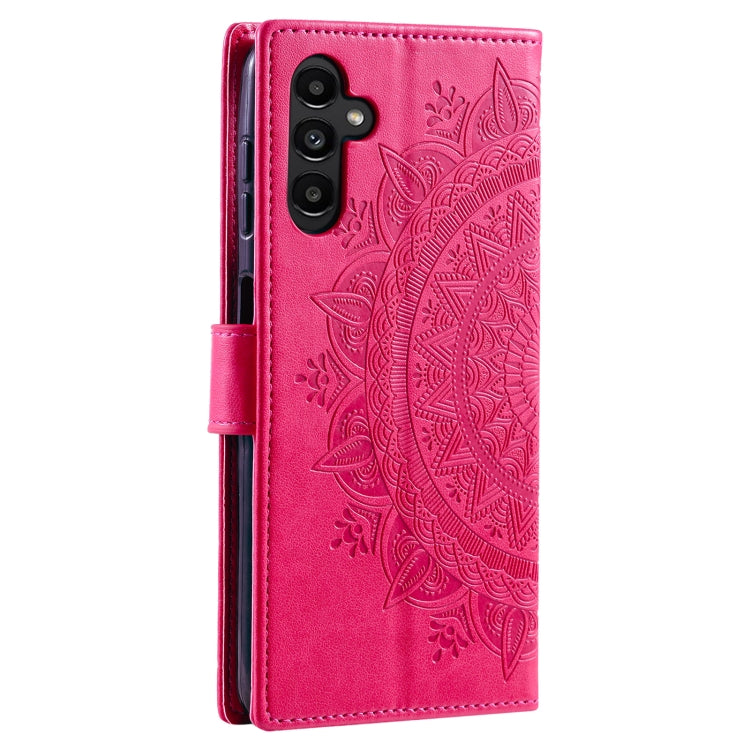 For Samsung Galaxy S25 5G Totem Flower Embossed Leather Phone Case(Red) - Galaxy S25 5G Cases by buy2fix | Online Shopping UK | buy2fix