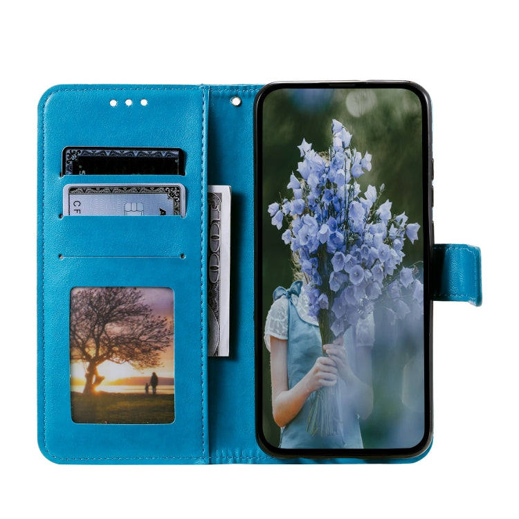 For Samsung Galaxy S25 5G Totem Flower Embossed Leather Phone Case(Blue) - Galaxy S25 5G Cases by buy2fix | Online Shopping UK | buy2fix