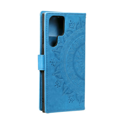 For Samsung Galaxy S25 Ultra 5G Totem Flower Embossed Leather Phone Case(Blue) - Galaxy S25 Ultra 5G Cases by buy2fix | Online Shopping UK | buy2fix