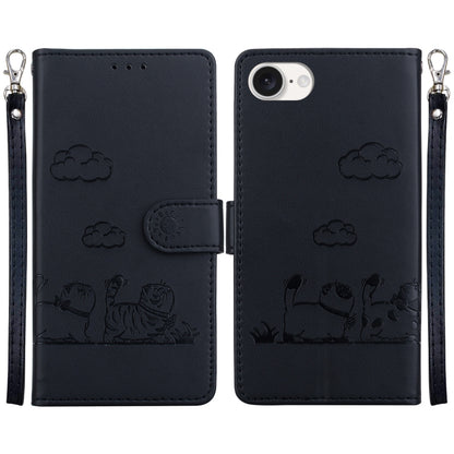 For iPhone 16e Cute Cats RFID Leather Phone Case(Black) - iPhone 16e Cases by buy2fix | Online Shopping UK | buy2fix