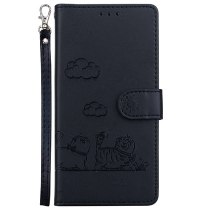 For iPhone 16e Cute Cats RFID Leather Phone Case(Black) - iPhone 16e Cases by buy2fix | Online Shopping UK | buy2fix