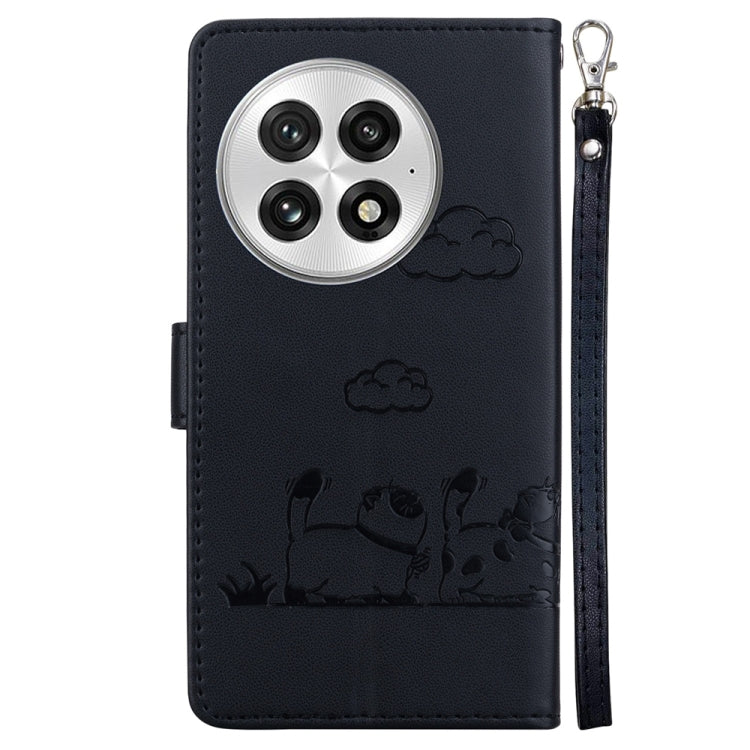 For OnePlus 13 Cute Cats RFID Leather Phone Case(Black) - OnePlus Cases by buy2fix | Online Shopping UK | buy2fix