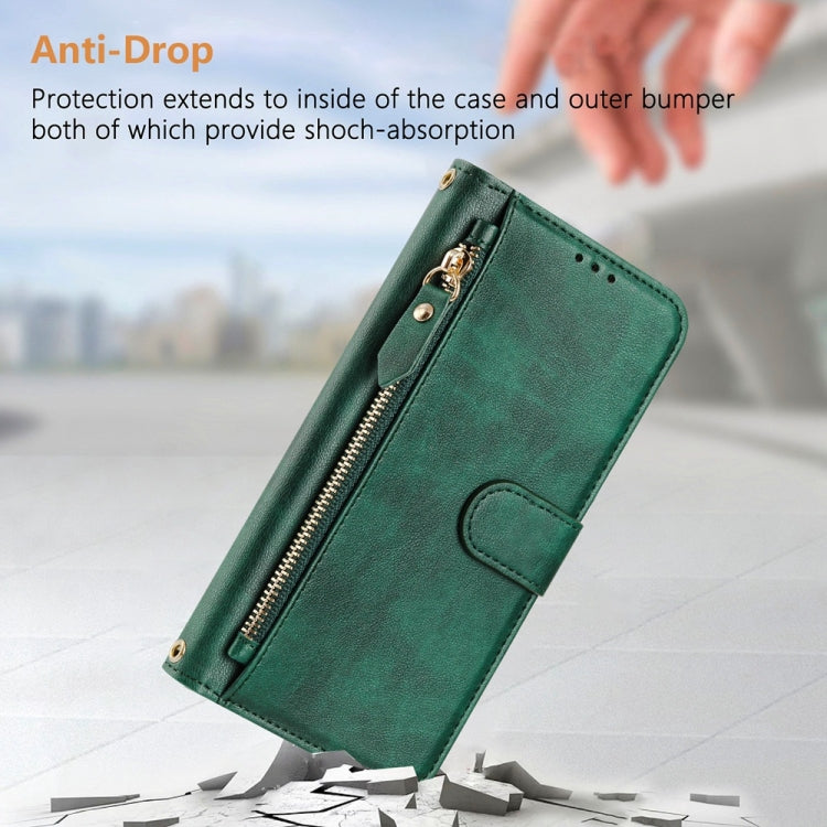 For Samsung Galaxy S25 5G Multi-Card Slots Zipper Wallet Leather Phone Case(Green) - Galaxy S25 5G Cases by buy2fix | Online Shopping UK | buy2fix