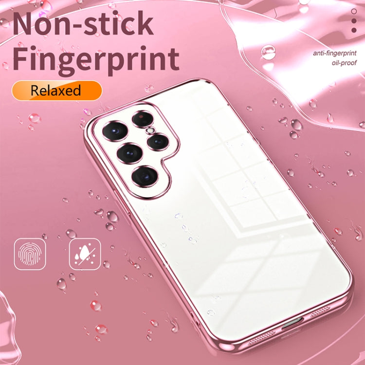 For Samsung Galaxy S25 Ultra 5G Transparent Plating Fine Hole Phone Case(Pink) - Galaxy S25 Ultra 5G Cases by buy2fix | Online Shopping UK | buy2fix